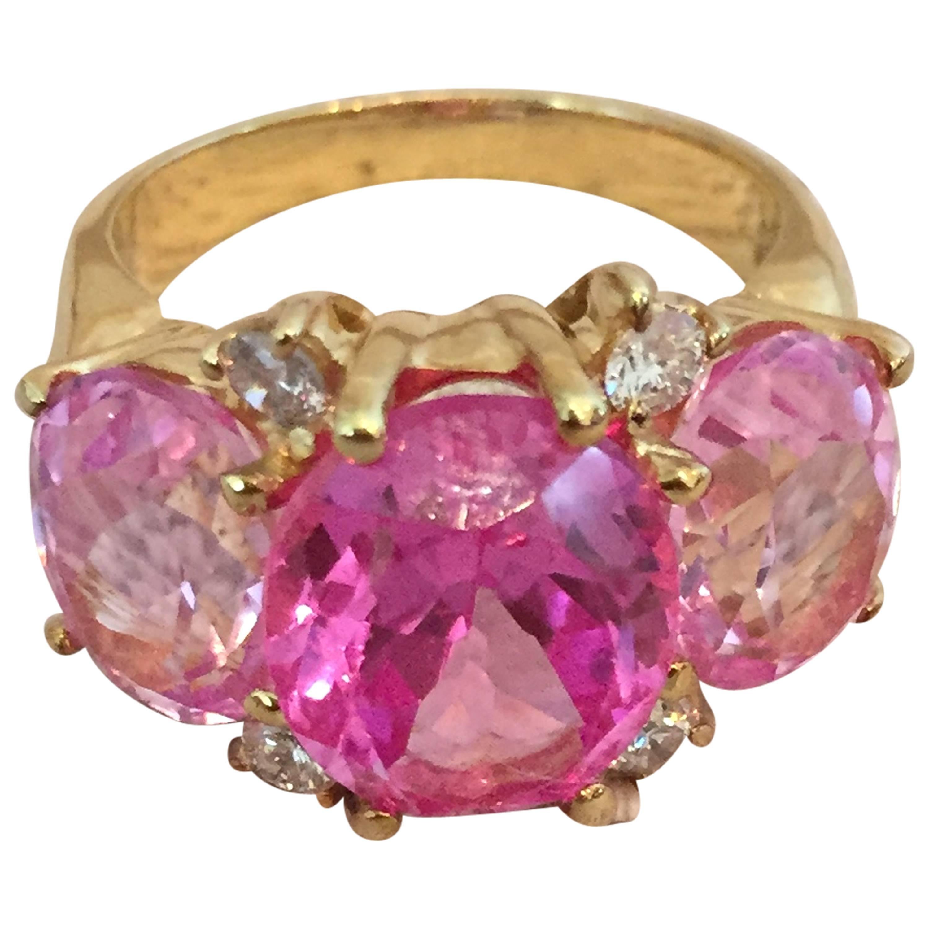 Medium GUM DROP™ Ring with Pink Topaz and Diamonds  For Sale