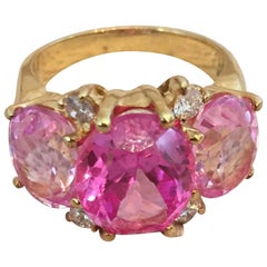 Christina Addison Anillo GOMA MEDIA con Topacio Rosa y Diamantes