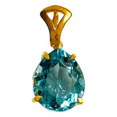 New Santa Maria 7.3 Ct Pear Cut Aquamarine Rose Gold Plated Sterling Pendant