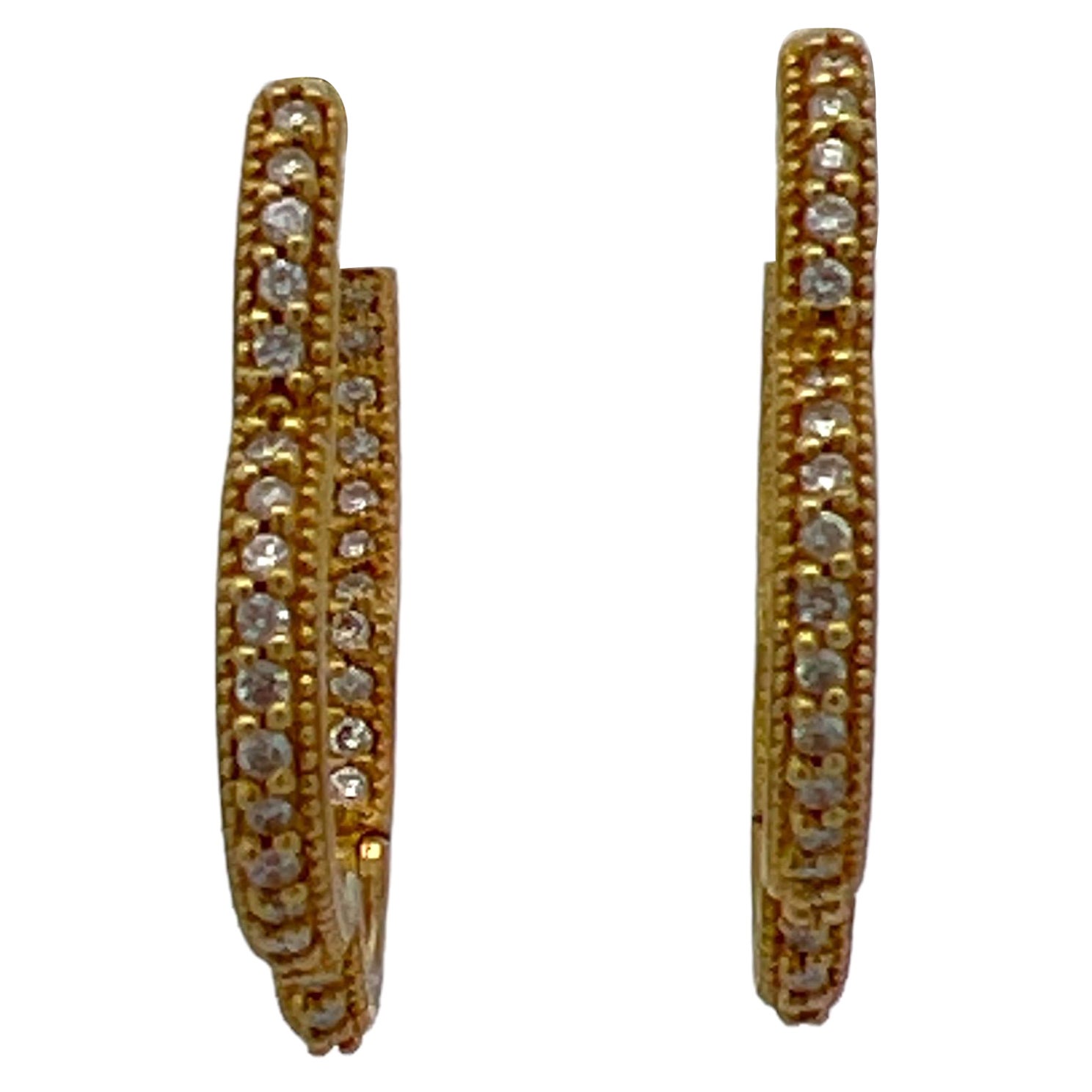Diamond 18 Karat Yellow Gold Clover In & Out Hoop Earrings Modern