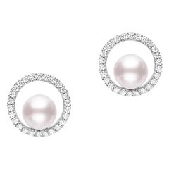 Mikimoto Boucles d'oreilles classiques Akoya en perles de culture avec diamants MEA10314ADXW