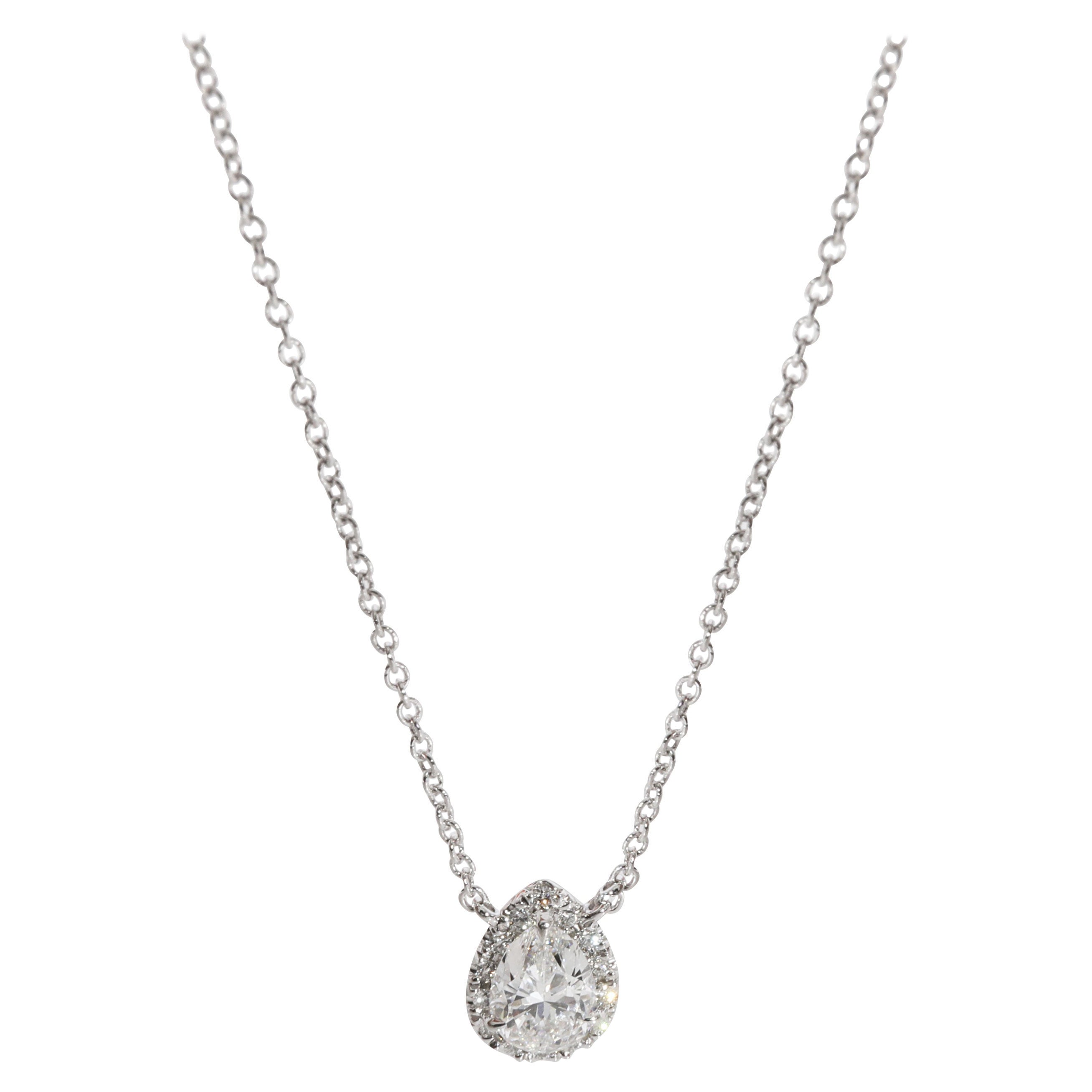 Tiffany & Co. Soleste Diamond Halo Pendant in 18k White Gold D VVS1 0.53CTW For Sale