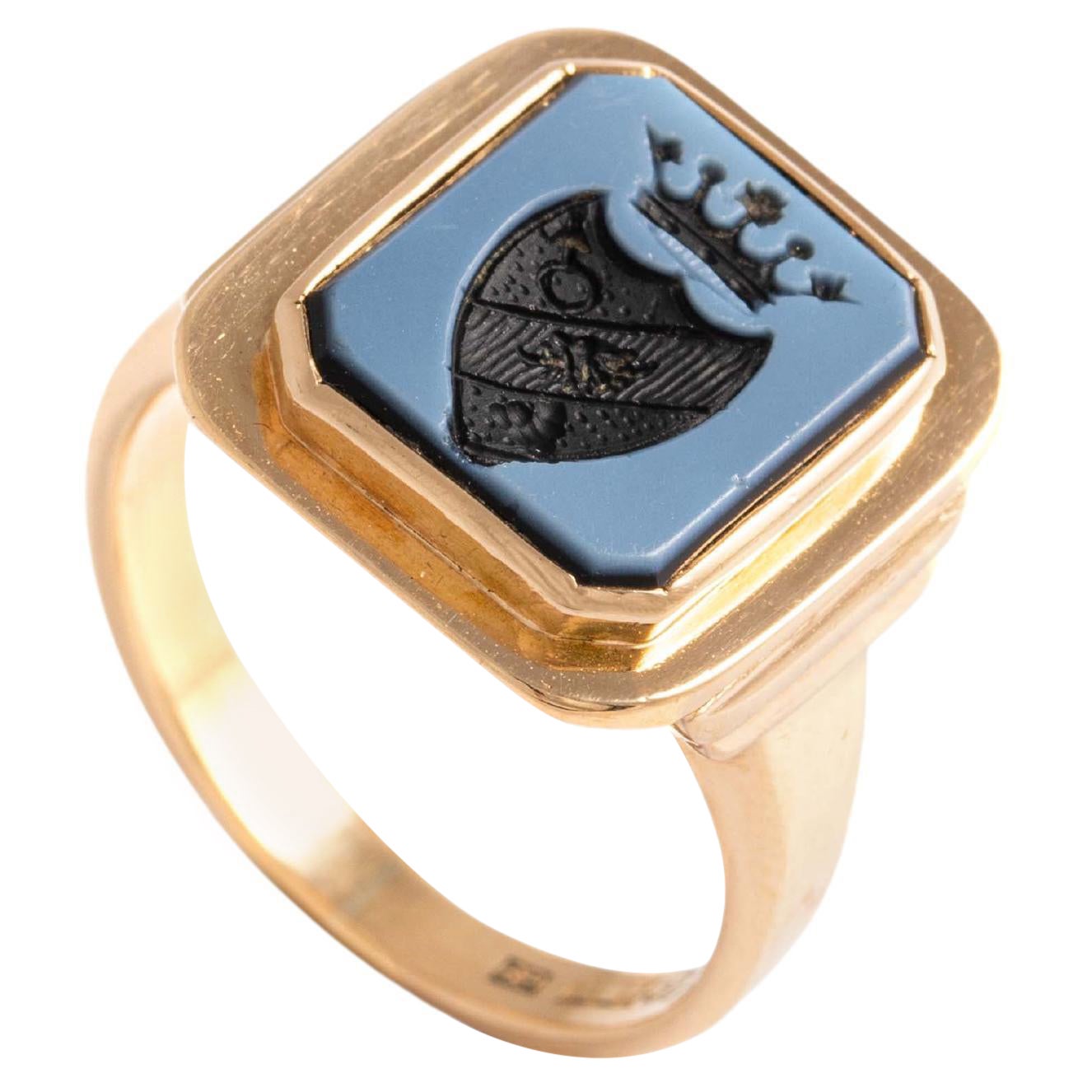 Yellow Gold 18k Signet Ring with Intaglio