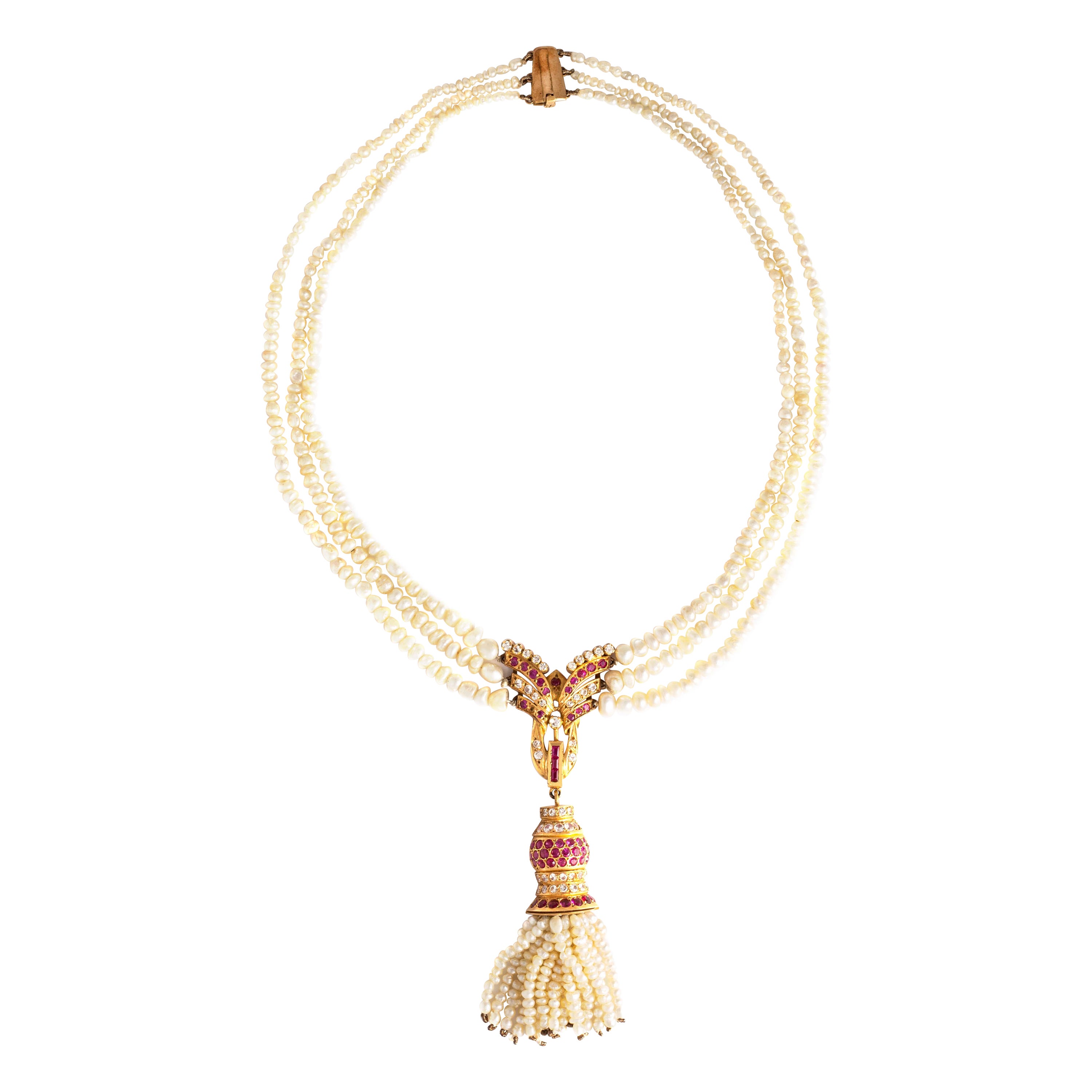 Indian Style Gold Pearl Necklace