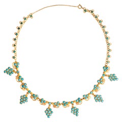 Antique Turquoise and Yellow Gold 18k Necklace