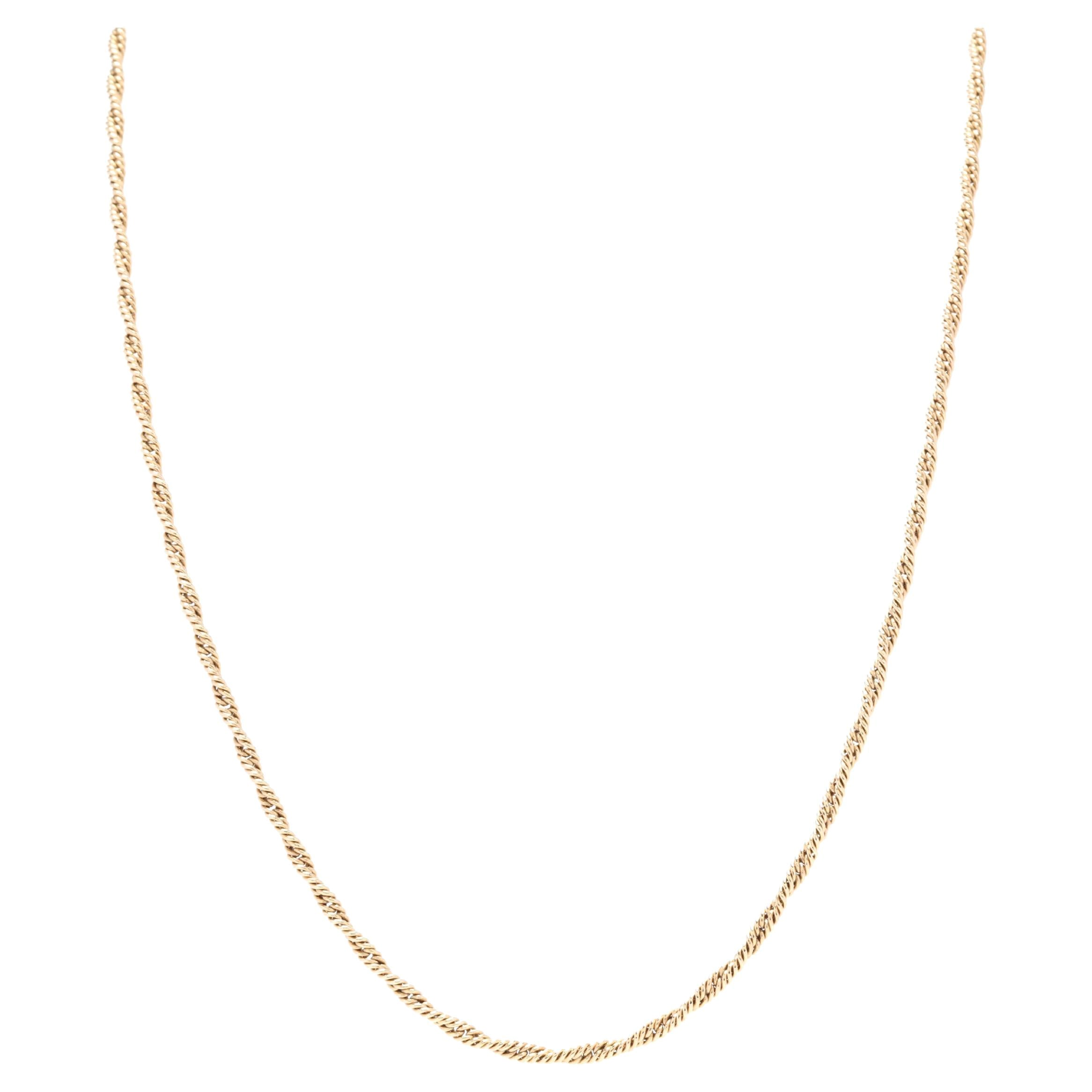 14 Karat Yellow Gold Twisted Textured Rope Simple Chain, 7.3g at 1stDibs
