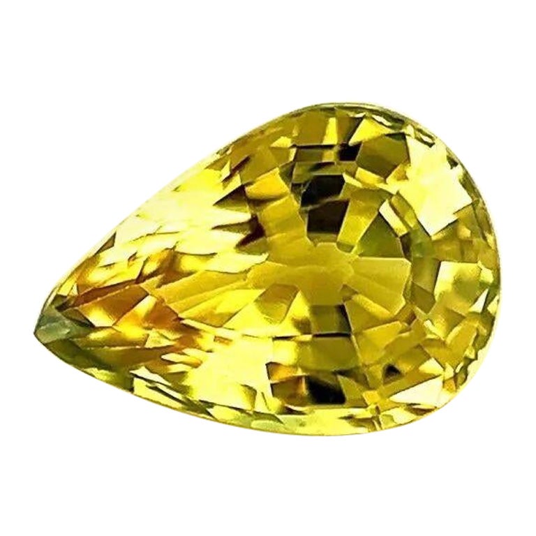 Fine Australian Natural Sapphire Vivid Yellow Pear Cut Gemstone VS For Sale