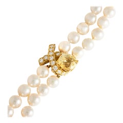 Gubelin Yellow Sapphire Diamond Yellow Gold 18K Clasp Pearl Necklace 1980S