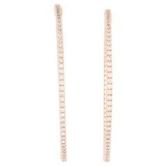 White Diamond Inside Out Round Hoops Fashion Earrings 14k Rose Gold