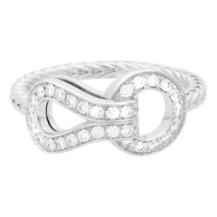 Retro Cartier Agrafe Diamond Ladies Ring 18K White Gold 0.23 Cttw