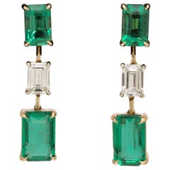 Tropfenohrringe mit Smaragd und Diamant