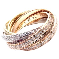 Cartier, bague à six anneaux deux pour Trinity en or tricolore pavé de diamants