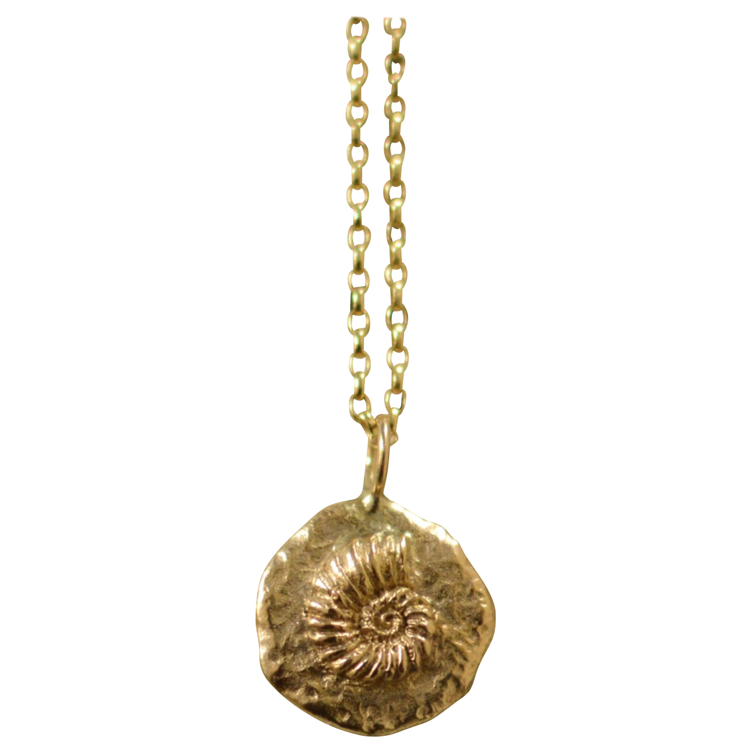 Solid 18 Carat Gold Ammonite Pendant by Lucy Stopes-Roe For Sale