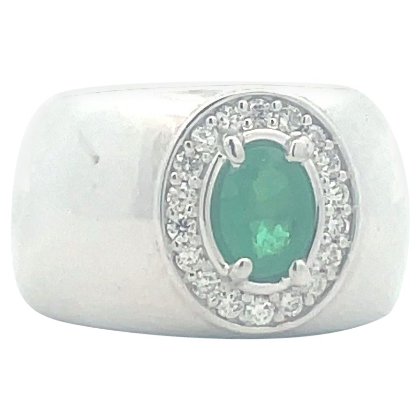 Vintage 1.15 Carats Diamond 18k White Gold Solitaire Men's Gypsy Ring