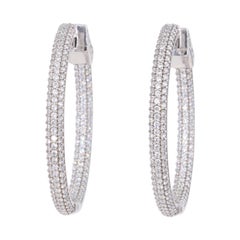 Boucles d'oreilles avec anneau en diamant de 2,70 carats à l'intérieur et à l'extérieur, d'un diamètre de 1,5 pouce.