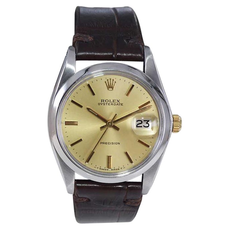Rolex Stainless Steel Classic Oysterdate with Original Dial, circa Late 1960's For Sale