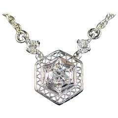Victorian Diamond Gold Filigree Necklace 6