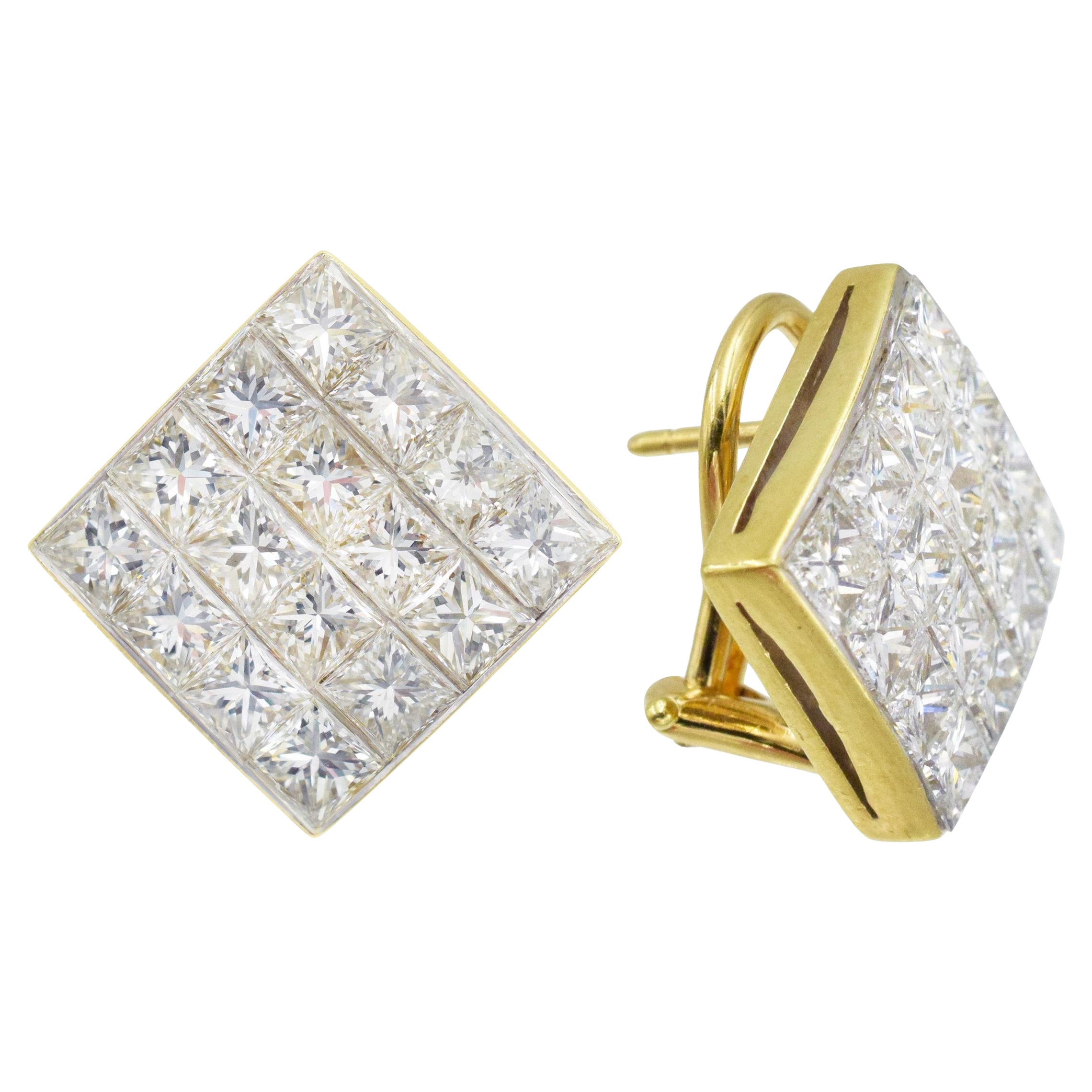 Tiffany & Co. Boucles d'oreilles en diamant serti invisible