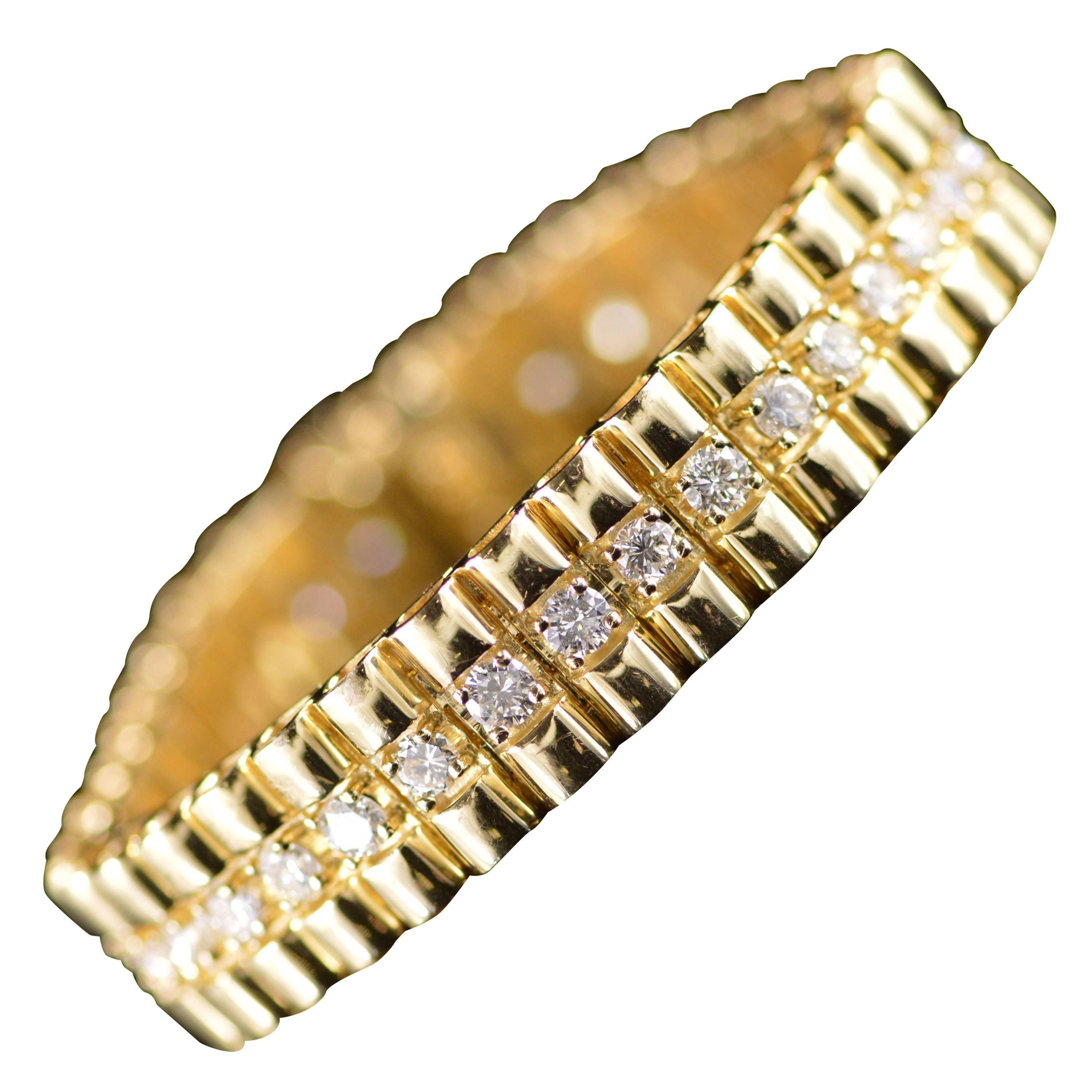 5.32 Carats Diamonds Gold Statement Tennis Style Bracelet