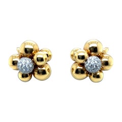 Marina B Mini boucles d'oreilles Atomo en or jaune et blanc 18 carats et diamants 