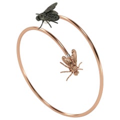 Animalia fashion Gold Bracelet with two flies decorative removable pieces