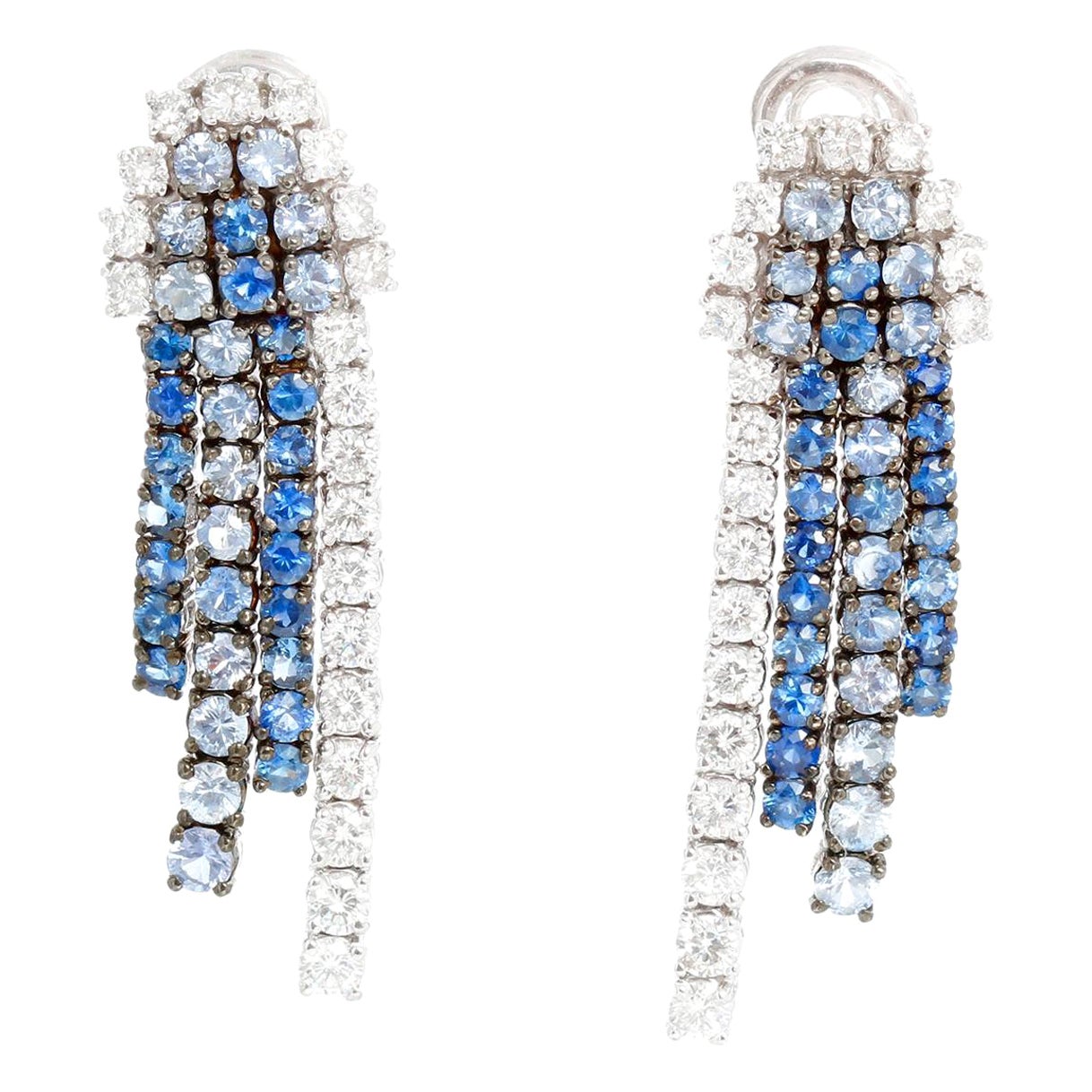 Diamond & Sapphire White Gold Earrings