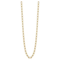 Handcrafted Bond Rectangular Gold Link Necklace by Single Stone