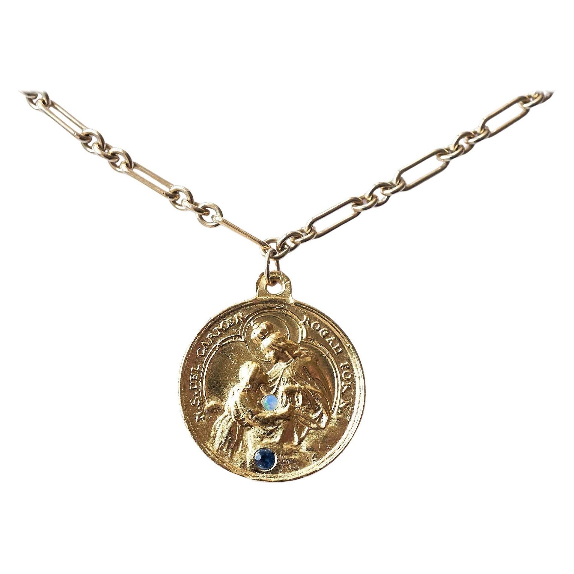 Tourmaline Opal Medal Chain Necklace Silver Pearl Tanzanite J Dauphin