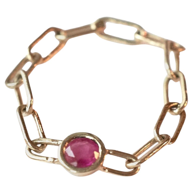 Tourmaline Chain Ring Gold Pink J Dauphin For Sale