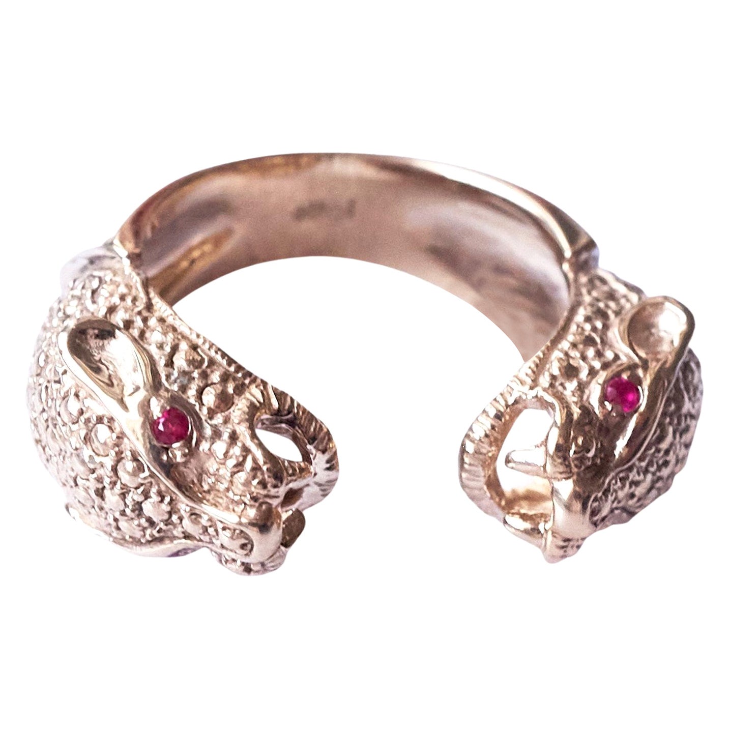Ruby Jaguar Ring 18 Carat Gold Animal Jewelry Cocktail Ring J Dauphin For Sale