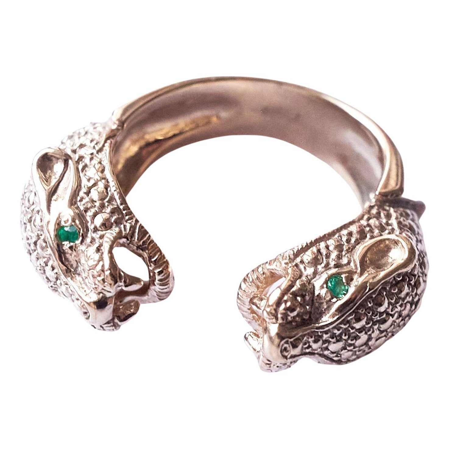 Emerald Jaguar Ring 18 Carat Animal Jewelry Cocktail Ring J Dauphin