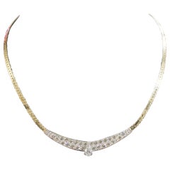 Vintage 1960s Diamond Necklace in White & Yellow Gold – 3.55 Carats Total