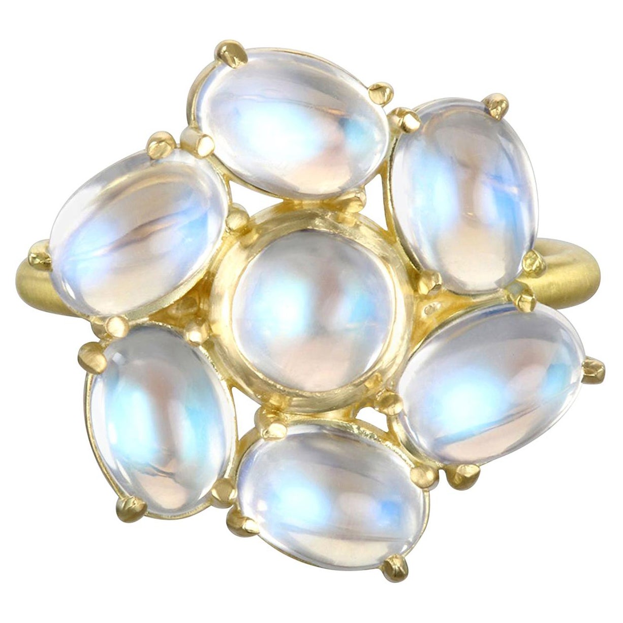 Faye Kim 18 Karat Gold Ceylon Moonstone Daisy Ring For Sale