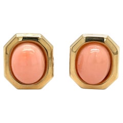 14KT Yellow Gold Earrings with Coral Centers