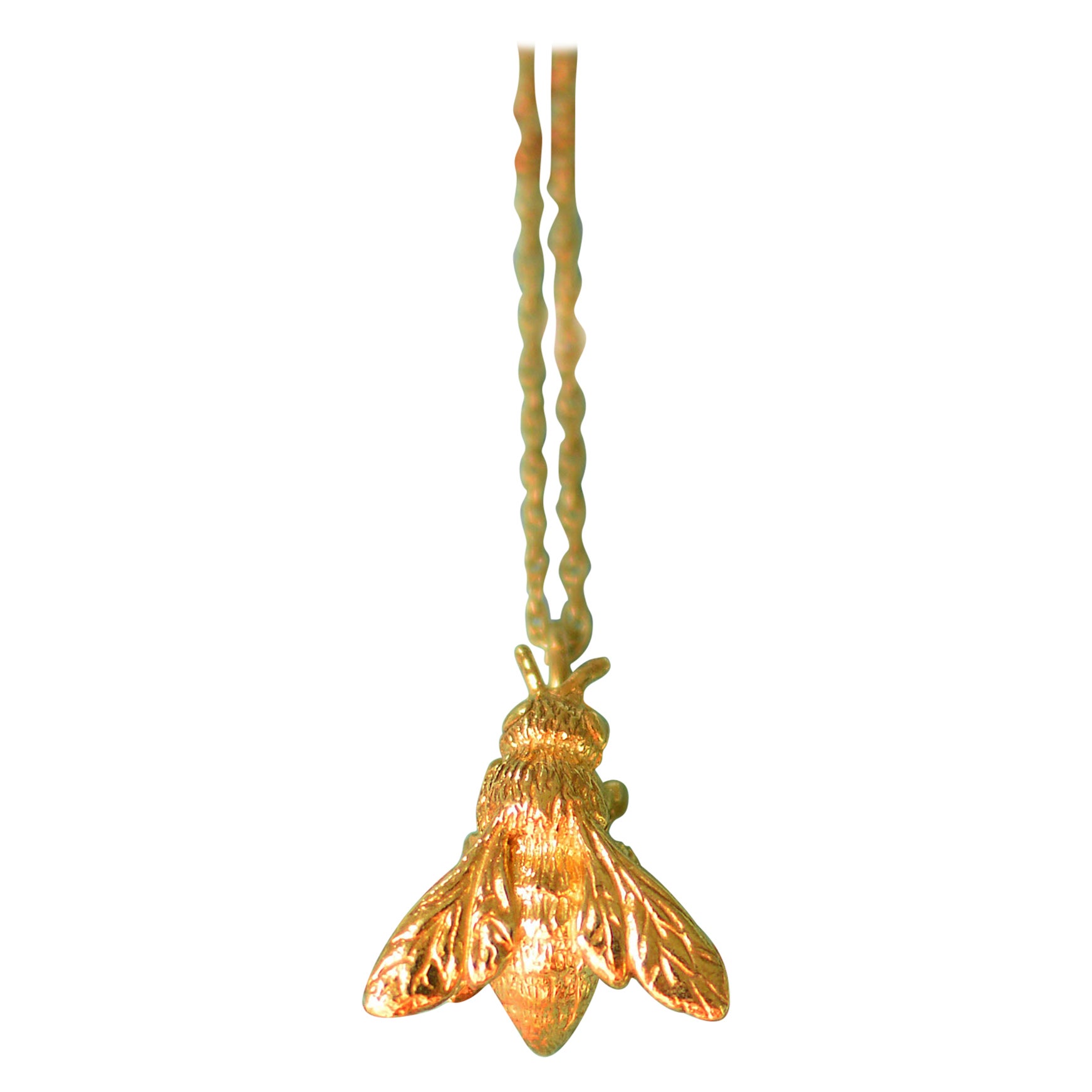 Solid 18 Carat Gold Honey Bee Pendant by Lucy Stopes-Roe For Sale