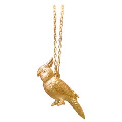 Solid 18 Carat Gold Cockatiel Pendant by Lucy Stopes-Roe