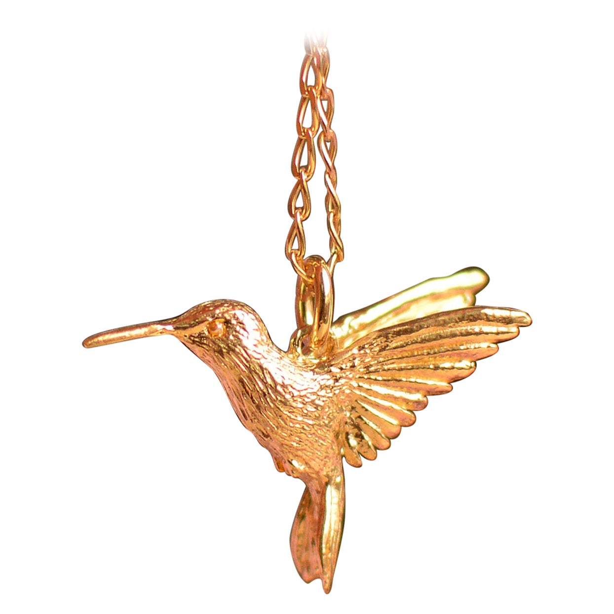 Solid 18 Carat Gold Hummingbird Pendant by Lucy Stopes-Roe