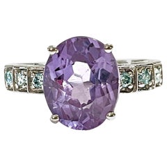 New African Color Changing Purple & Blue Spinel & Blue Sapphire Sterling Ring