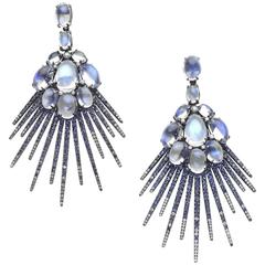 Moonstone Sapphire Gold Earrings