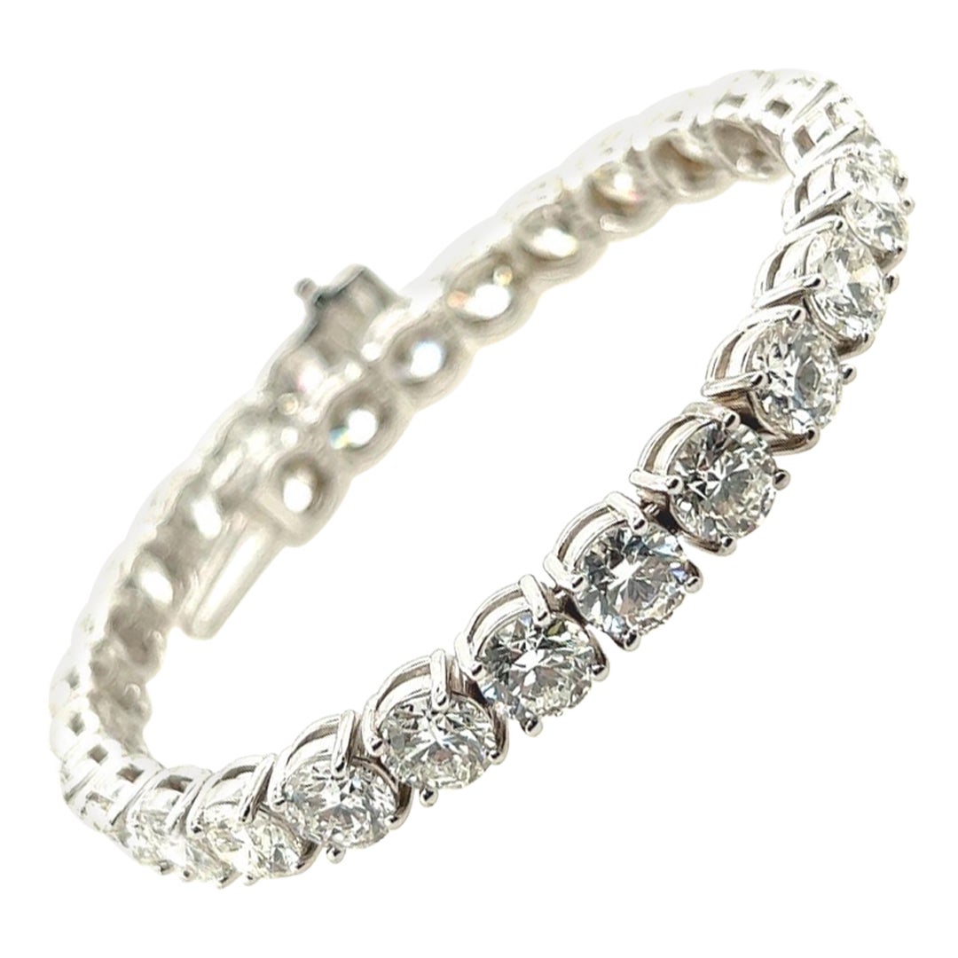 GIA Certified 21.22 carat Natural Round Brilliant E-F Diamond Tennis Bracelet