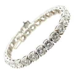 Bracelet tennis en diamants ronds brillants naturels de 21,22 carats certifiés par le GIA