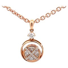 XO Pendentif en or rose 18 carats avec diamants taillés en pièce