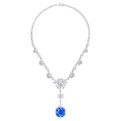 Emilio Jewelry Certified No Heat Sapphire Diamond Necklace