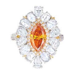 Antique Emilio Jewelry GIA Certified Natural Deep Orange Diamond Ring
