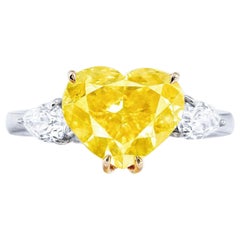 Emilio Jewelry Gia Certified 5.00 Carat Fancy Intense Heart Diamond Ring