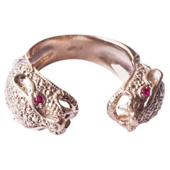 Ruby Jaguar Ring Bronze Animal Jewelry Cocktail Ring J Dauphin