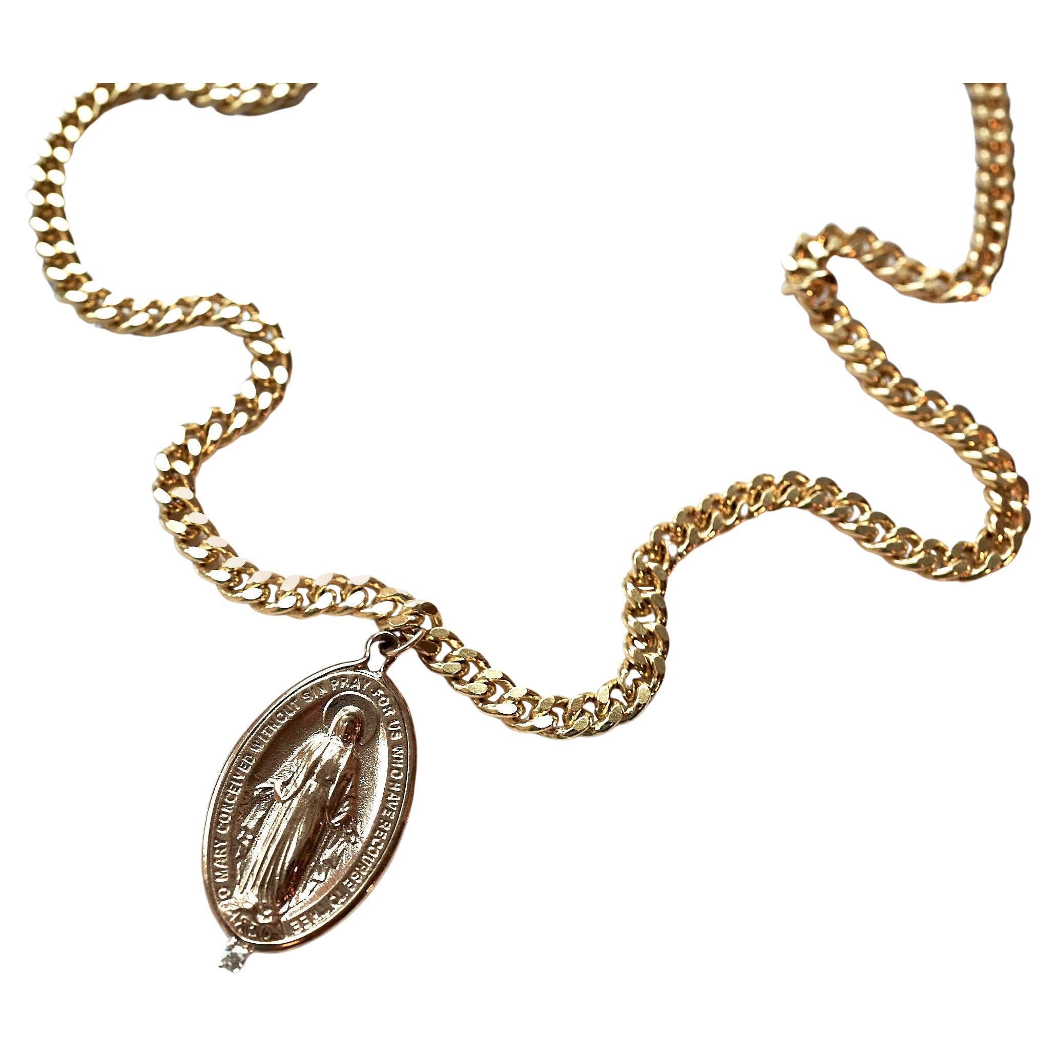 Ovale Medaillon-Halskette mit weißen Diamanten, Jungfrau Maria, J. Dauphin
