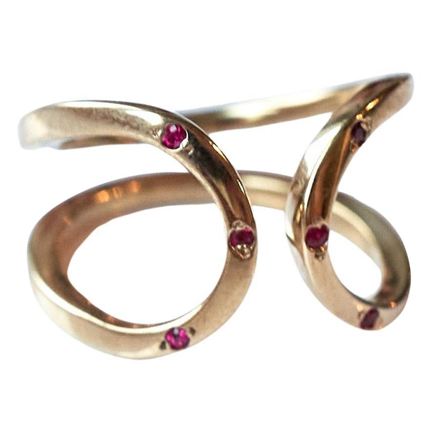 Ruby Ring Simple Band Cocktail Eternity Bronze J Dauphin For Sale