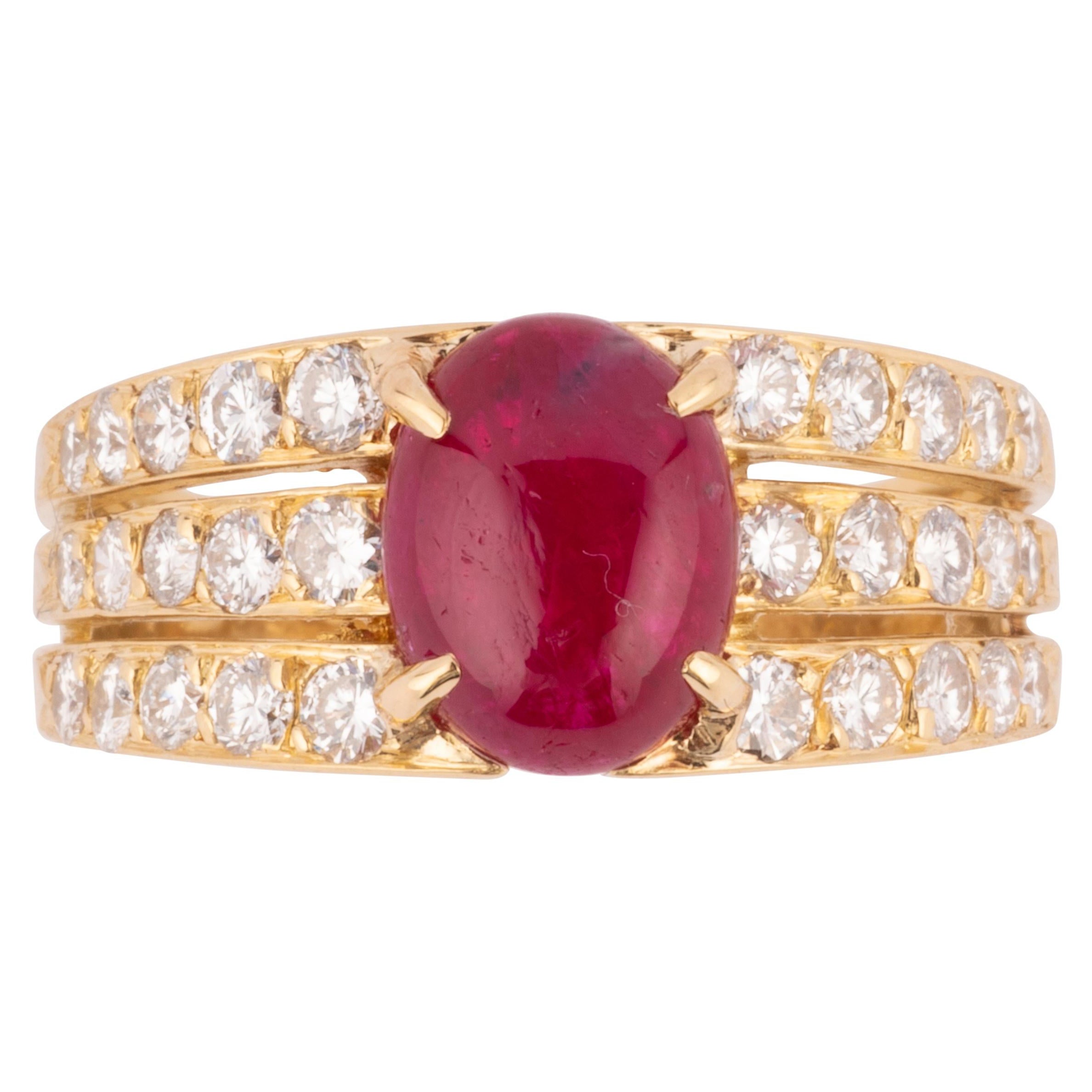 Ring Van Cleef & Arpels Yellow Gold, Ruby and Diamonds