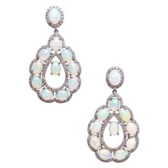 Pair of Opal and Diamond Chandelier Earrings